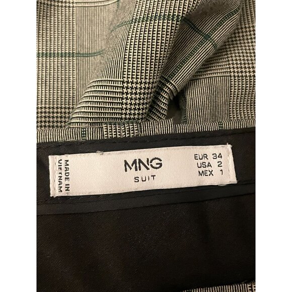 Mango MNG womens plaid suit pant cigarette trouser sz 2 green plaid pockets - Picture 6 of 9
